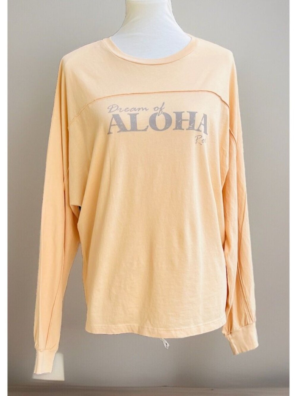Roxy Aloha Dreams Tee M Orange Embroidered Long Sleeve Top